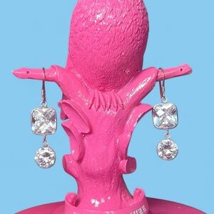 Silver square and circle earrings